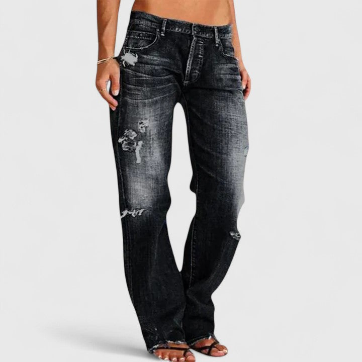 Damskie jeansy vintage z luźnym krojem w kolorze Czarny