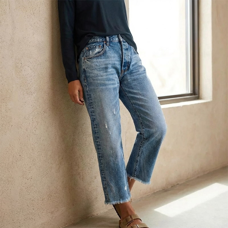 Damskie krótkie jeansy w stylu retro (3)