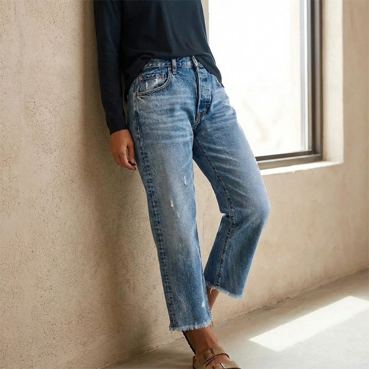 Damskie krótkie jeansy w stylu retro (3)