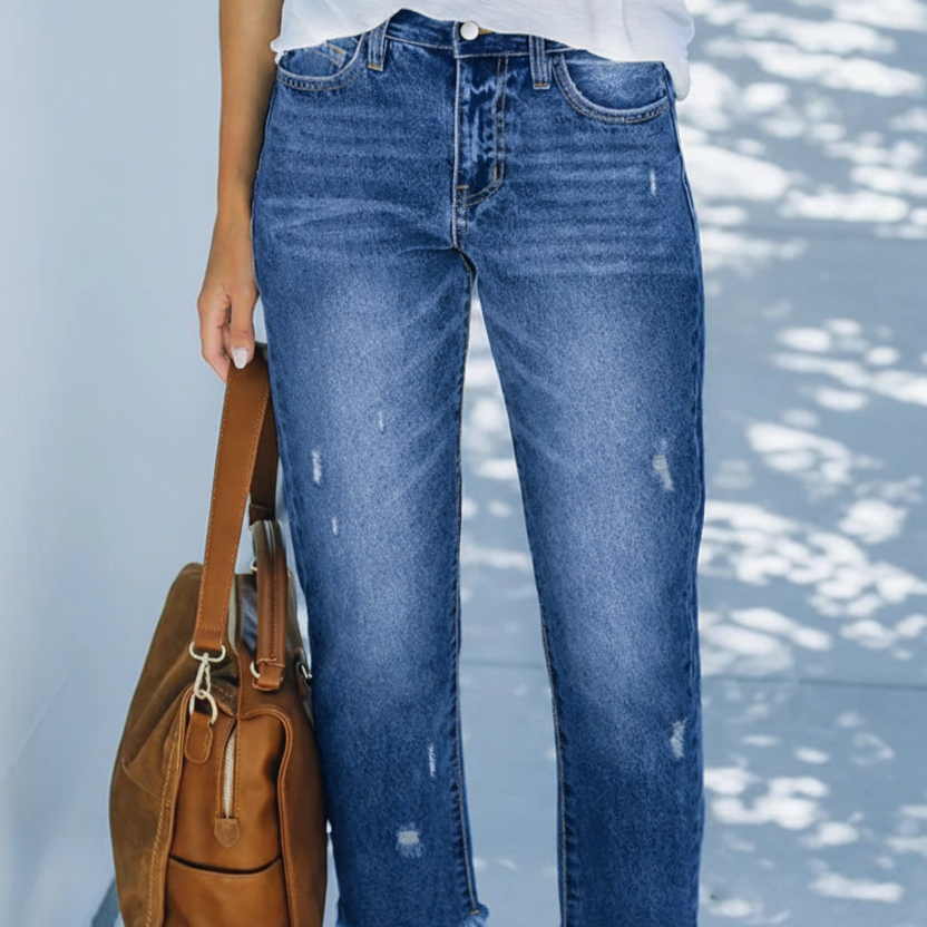 Damskie krótkie jeansy w stylu retro w kolorze Ciemny Niebieski