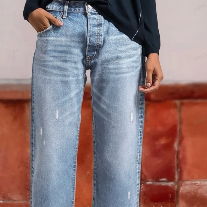 Damskie krótkie jeansy w stylu retro w kolorze Jasny Niebieski