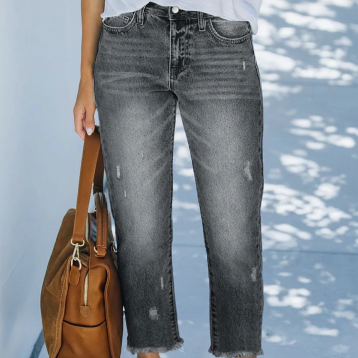 Damskie krótkie jeansy w stylu retro w kolorze Szary