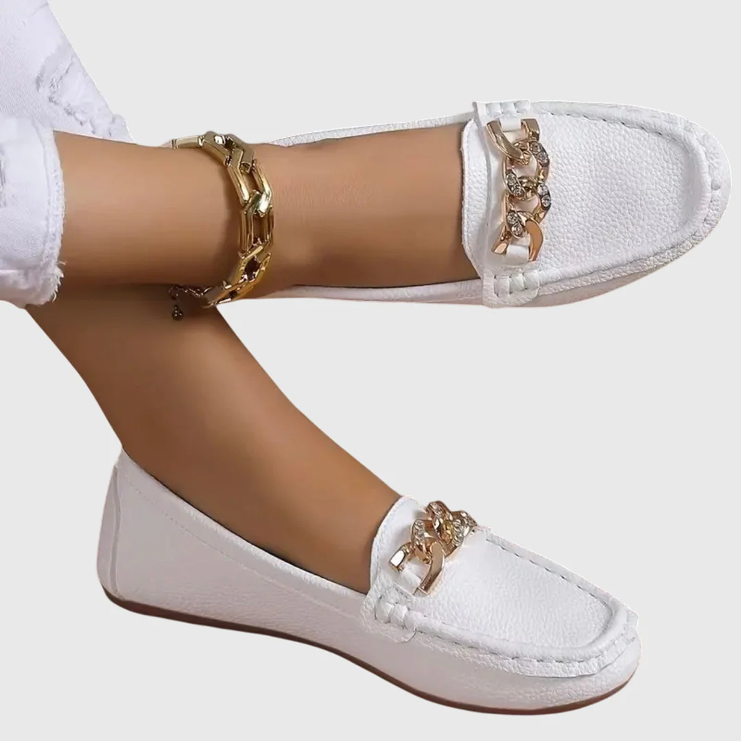 Damskie letnie loafers z łańcuszkiem