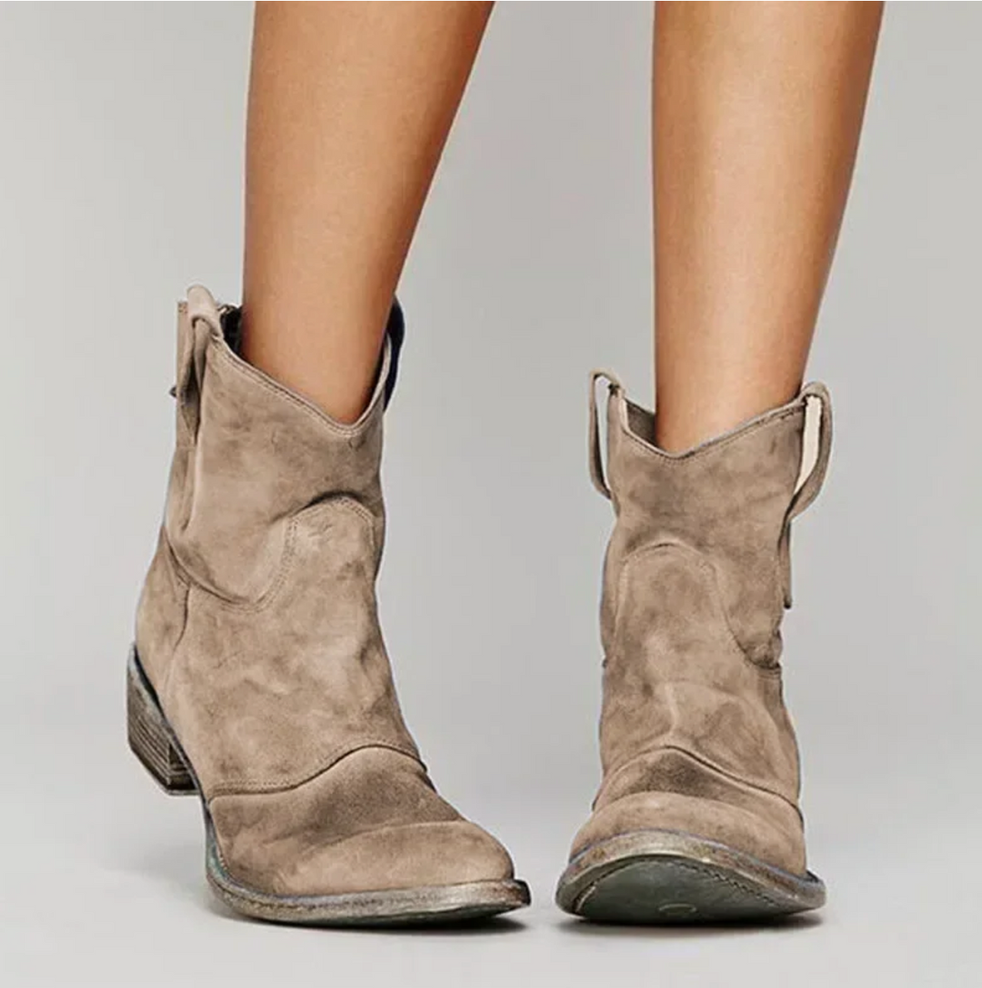 Damskie skórzane buty western na co dzień w kolorze Brązowy