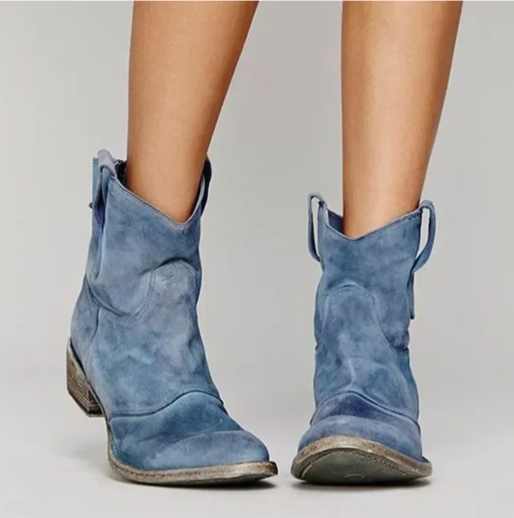 Damskie skórzane buty western na co dzień w kolorze Niebieski