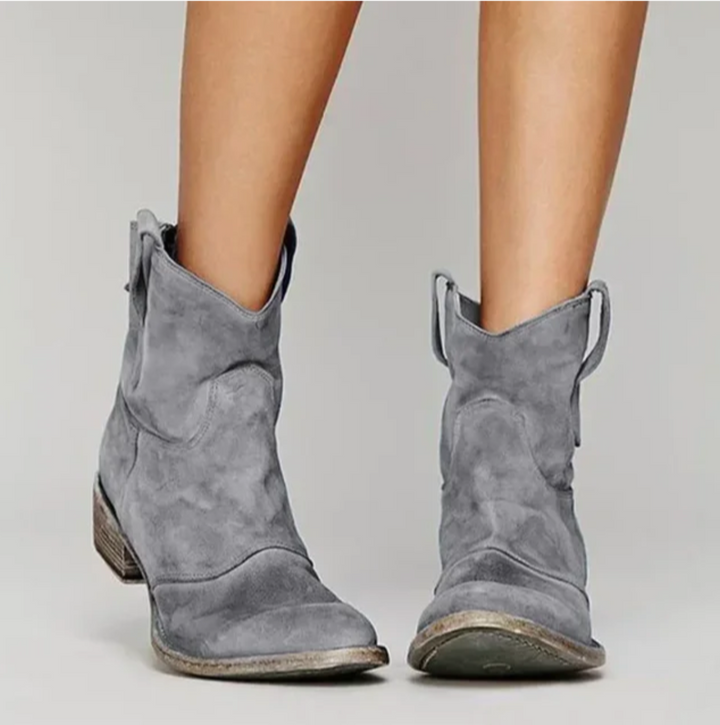 Damskie skórzane buty western na co dzień w kolorze Szary