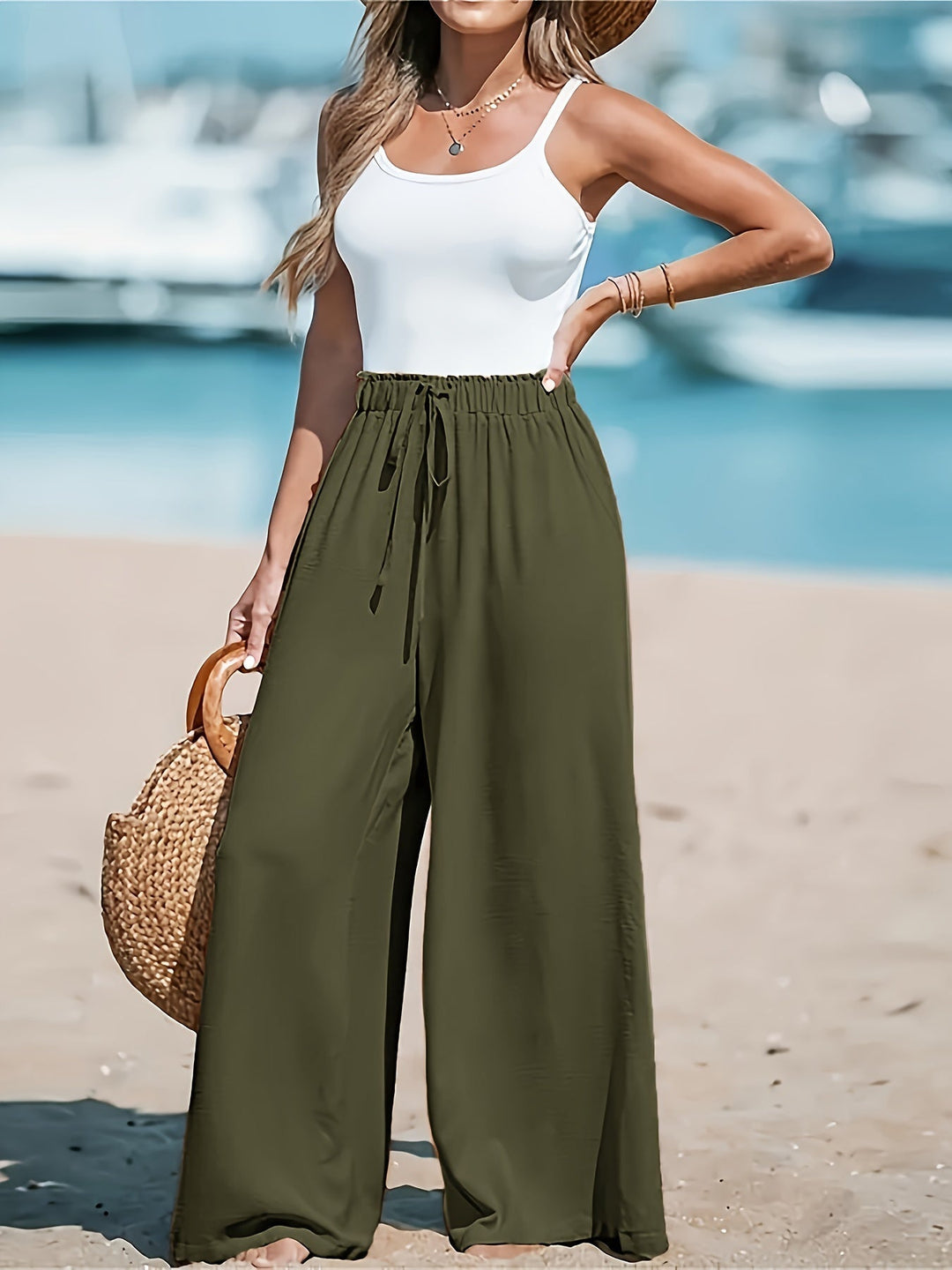 Damskie spodnie szerokie maxi (10)