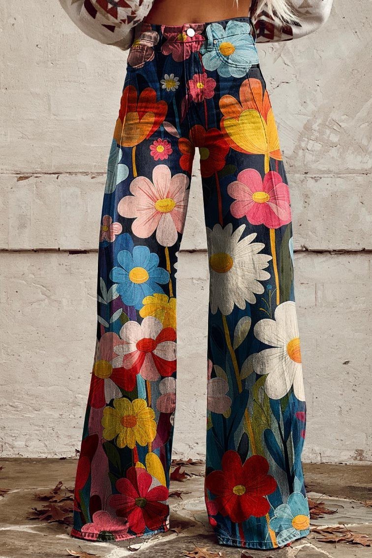 Damskie vintage jeansy w stylu boho