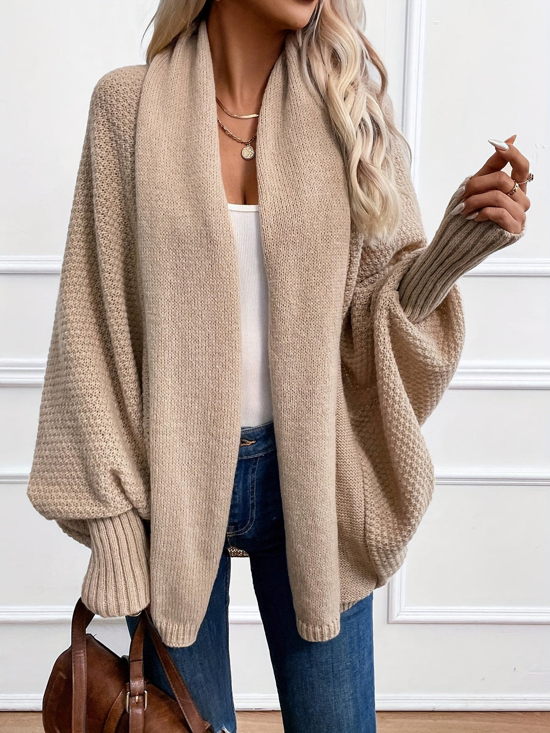 Draped Shawl-Collar Cardigan Cardigan (7)