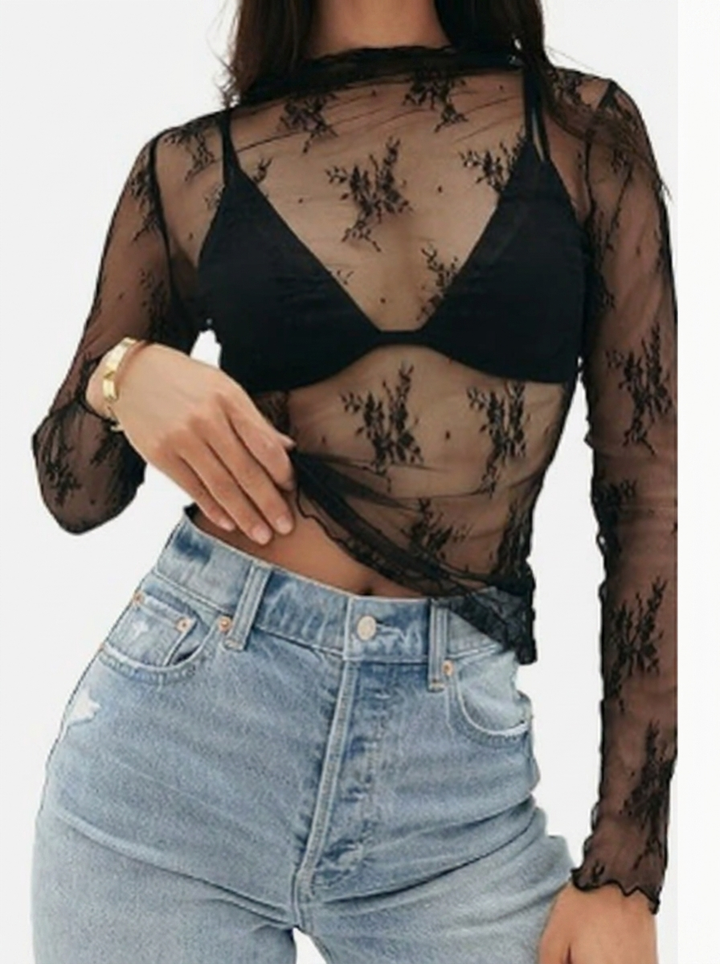 Einfarbiger Spitzenoberteil & Jumpsuit Ensemble (8)
