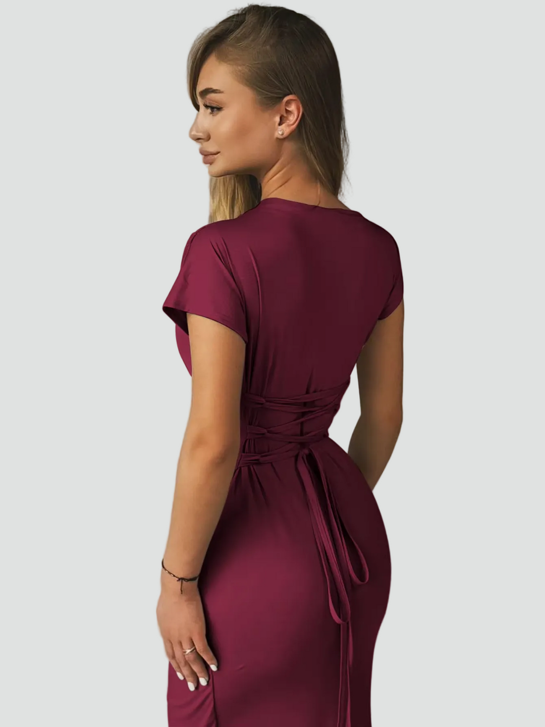 Elegancka damska koktajlowa sukienka maxi z plisami (4)