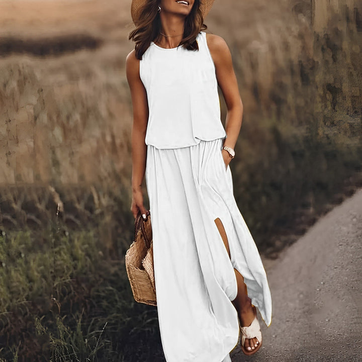 Elegancka letnia sukienka maxi w kolorze Biały