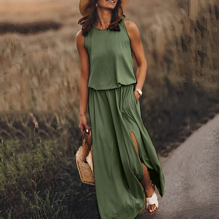 Elegancka letnia sukienka maxi w kolorze Ciemny Zielony