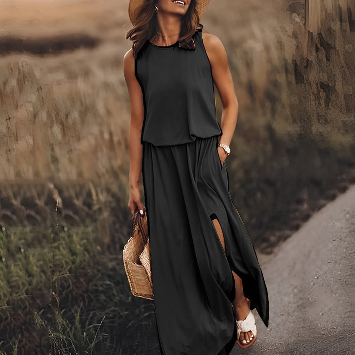 Elegancka letnia sukienka maxi w kolorze Czarny