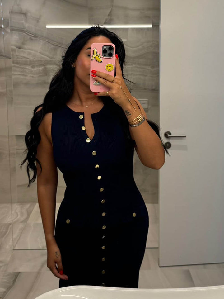 Elegancka sukienka maxi do ziemi w kolorze Czarny
