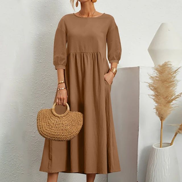 Elegancka sukienka maxi na lato w kolorze Brązowy