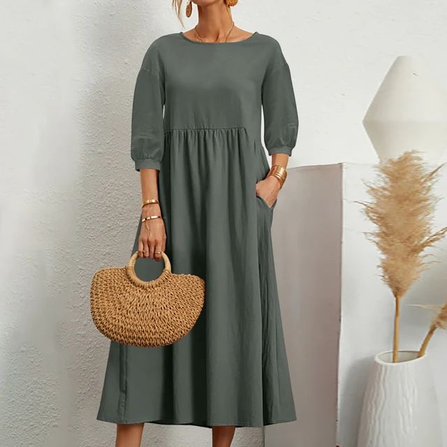Elegancka sukienka maxi na lato w kolorze Moosgrün