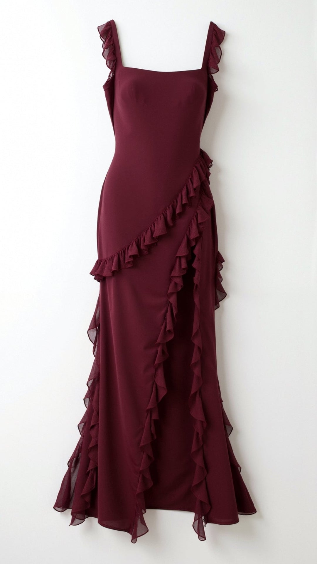 Elegancka Sukienka Maxi z Falbankami (14)