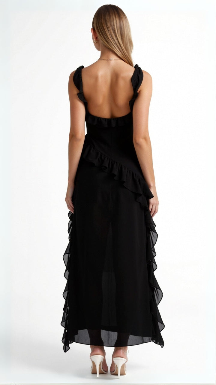 Elegancka Sukienka Maxi z Falbankami (2)