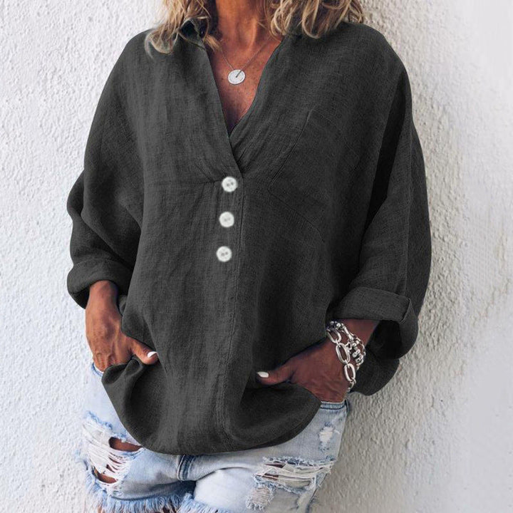 Elegancki damski pullover bawełniano-lniany w kolorze Czarny
