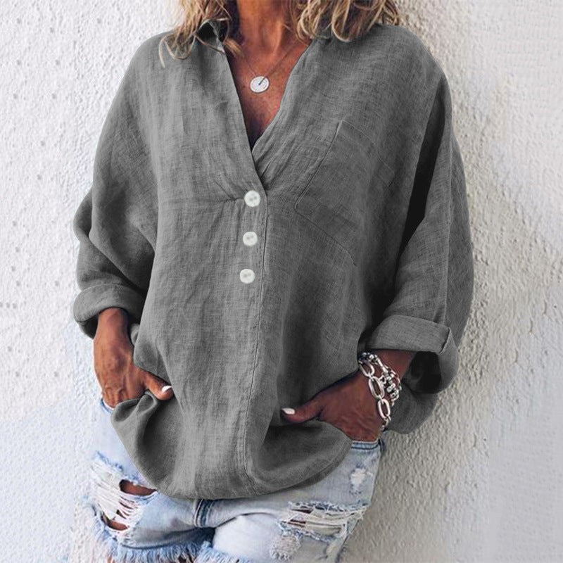 Elegancki damski pullover bawełniano-lniany w kolorze Szary