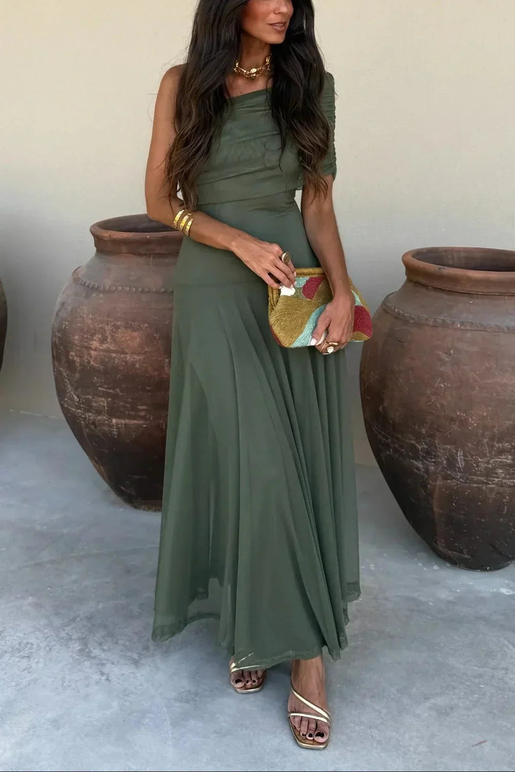 Elegante Bruiloft Gastenjurk Dames met w kolorze Zielony