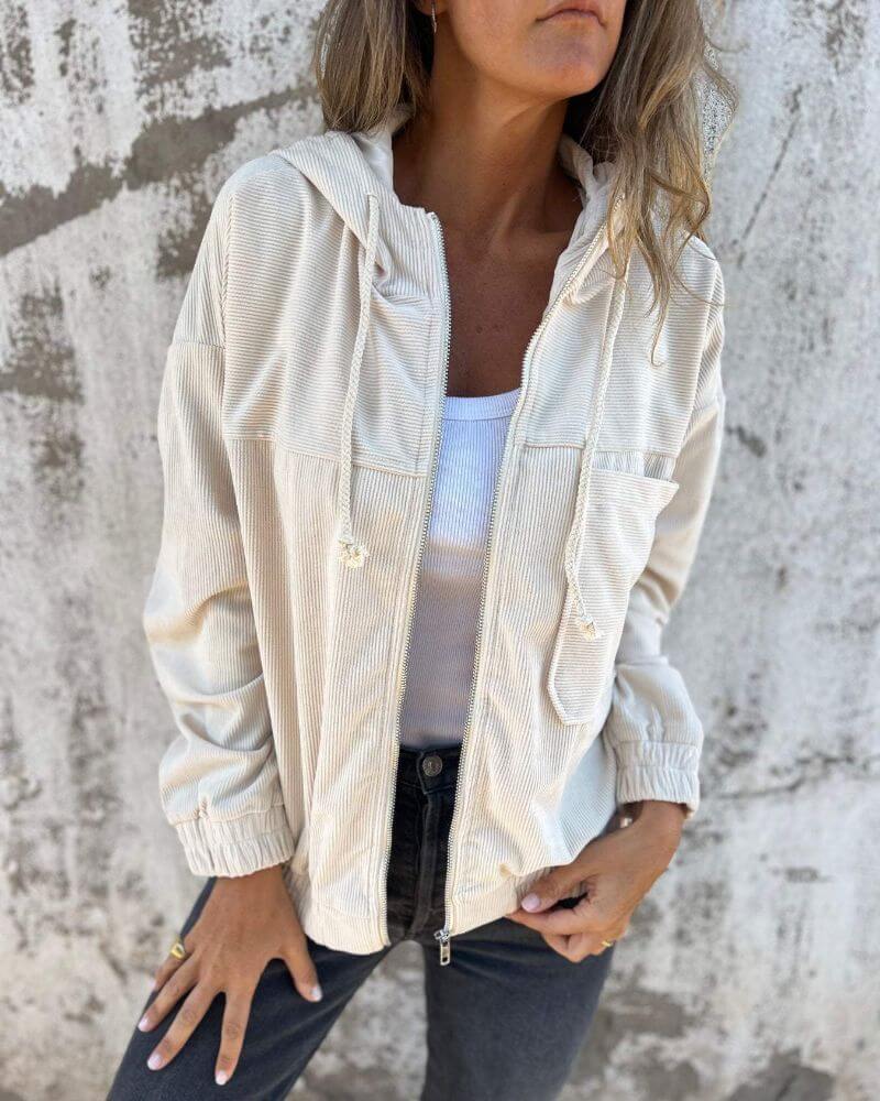 Eleganter Relaxed-Fit Hoodie Jacket w kolorze Biały