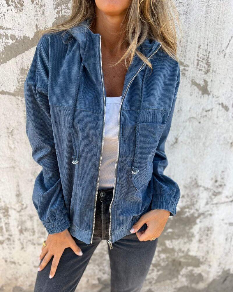 Eleganter Relaxed-Fit Hoodie Jacket w kolorze Niebieski