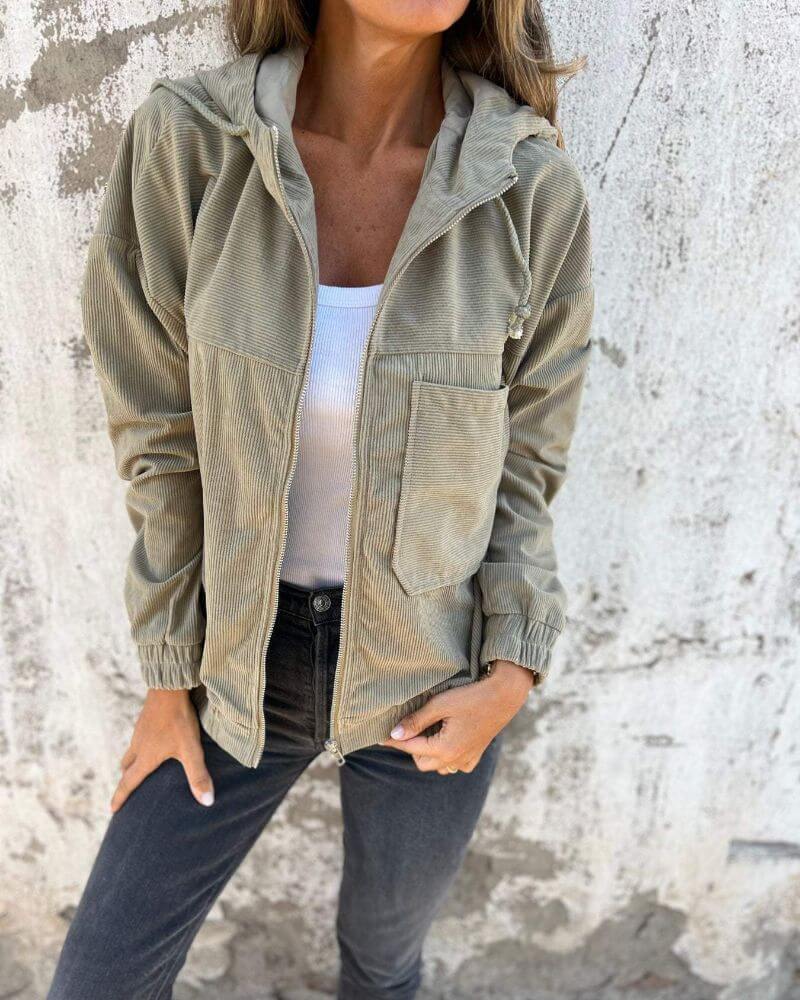 Eleganter Relaxed-Fit Hoodie Jacket w kolorze Zielony