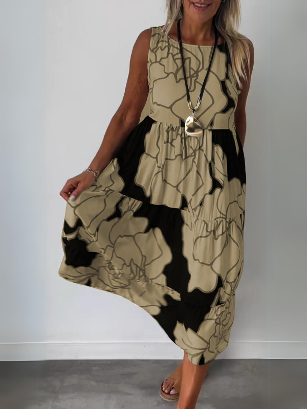 Elegantes Blumenkleid für Frauen Summer w kolorze Brązowy