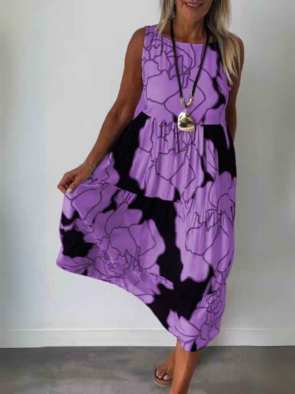 Elegantes Blumenkleid für Frauen Summer w kolorze Fioletowy
