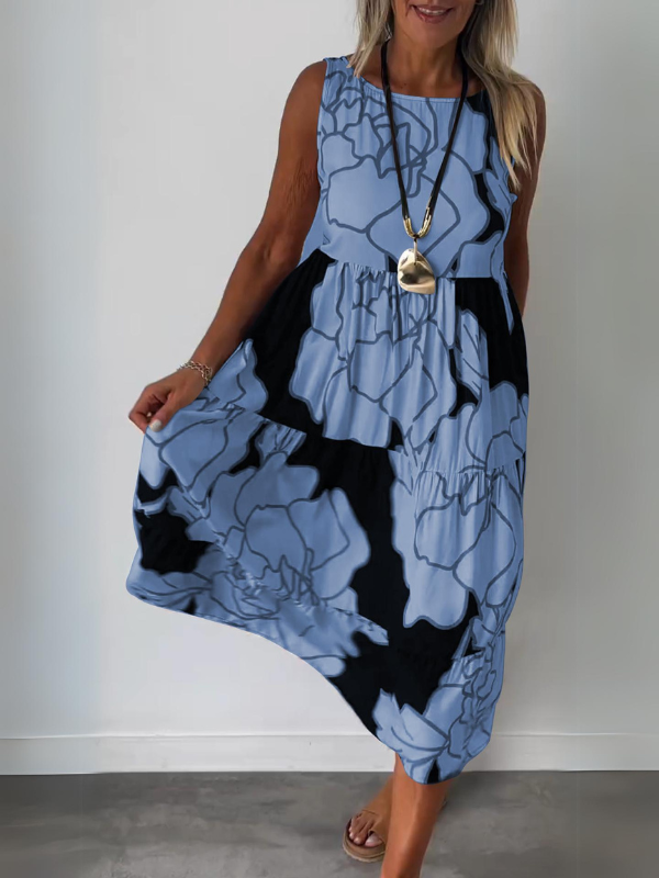Elegantes Blumenkleid für Frauen Summer w kolorze Niebieski