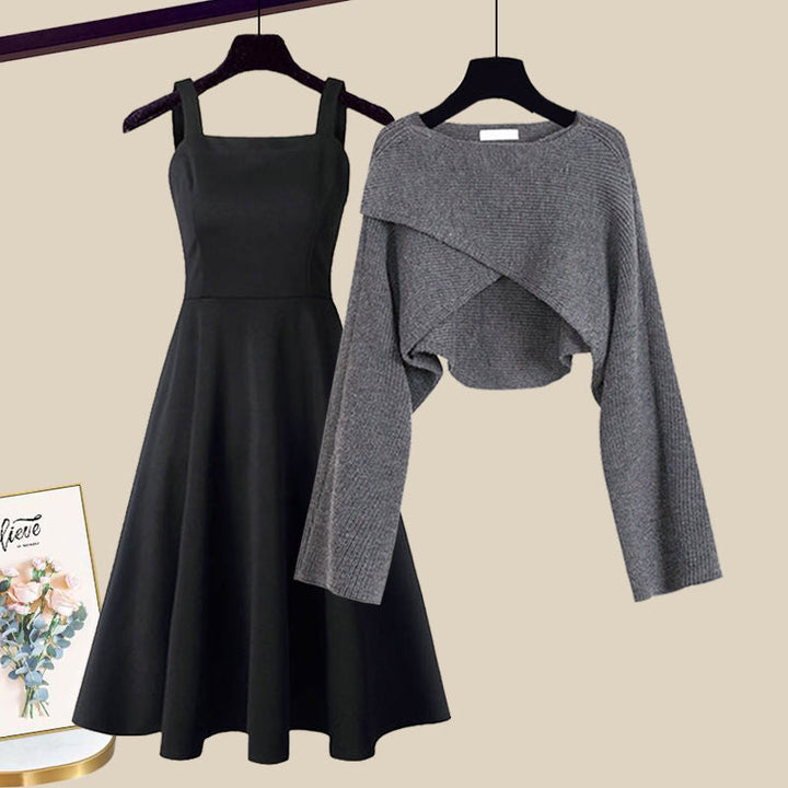 Elegantes Strickkleid Set Fall dress w kolorze Szary 1