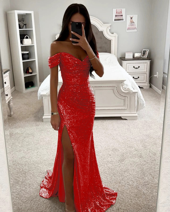 Evening Dress with Shimmering Sequins Lune w kolorze Czerwony