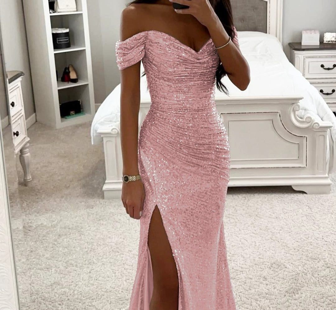 Evening Dress with Shimmering Sequins Lune w kolorze Różowy
