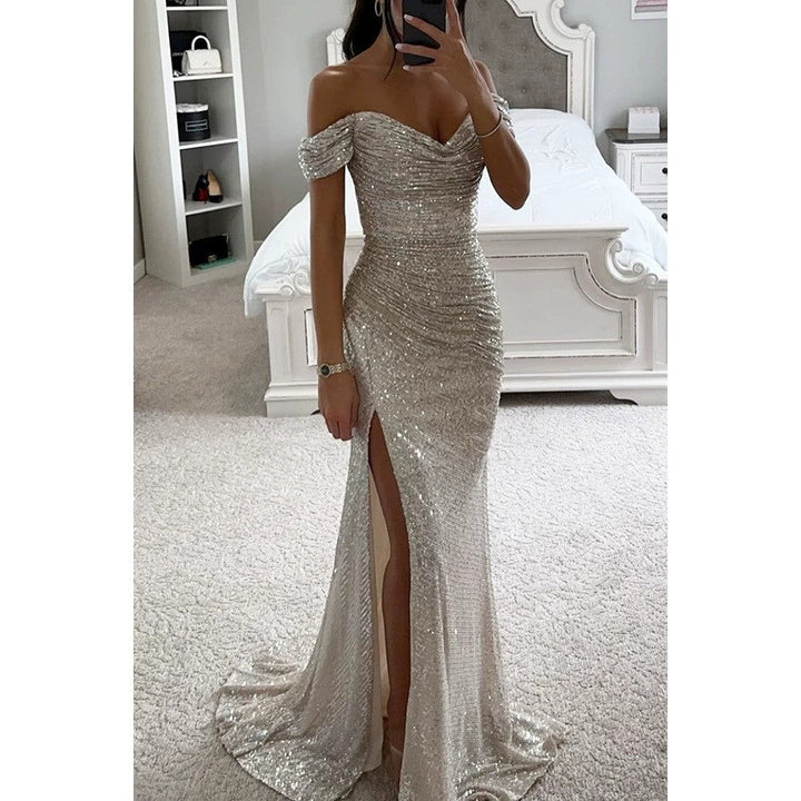 Evening Dress with Shimmering Sequins Lune w kolorze Srebrny