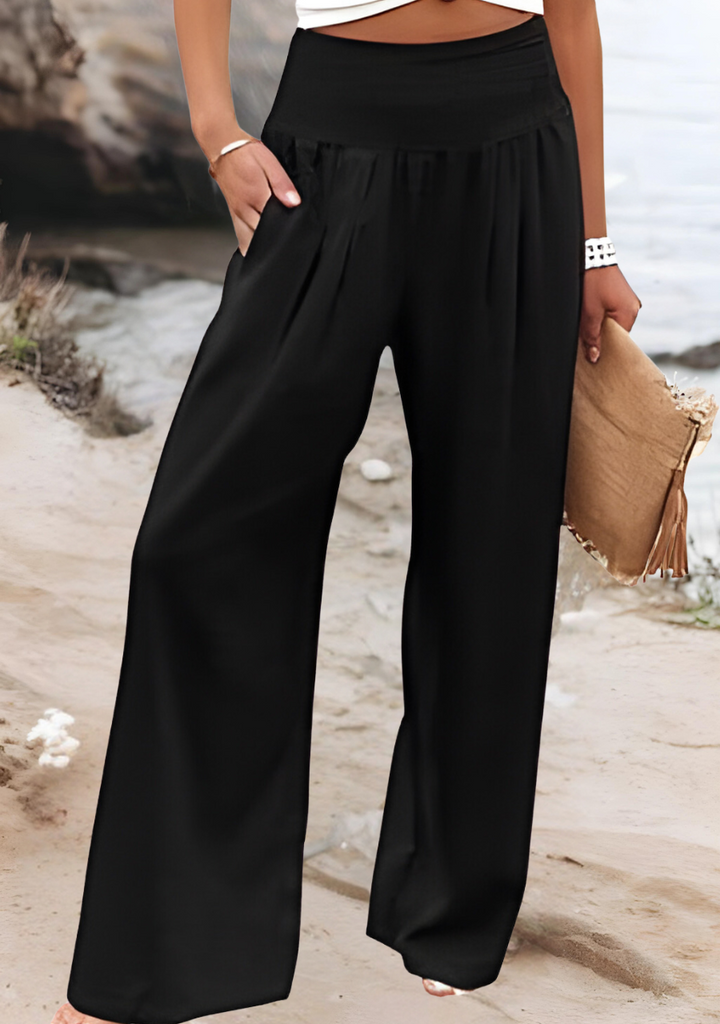 Fließende Strandhose mit Weiten Beinen Wide w kolorze Czarny