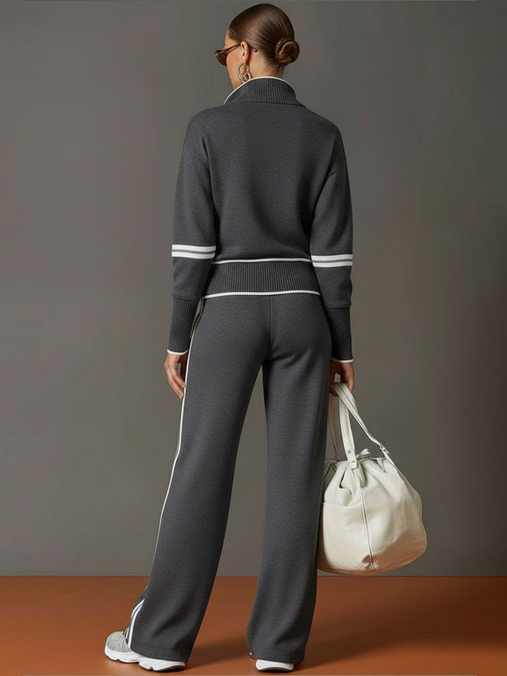 grauer und weißer Halbzip-Sweatshirt mit weitem (7)