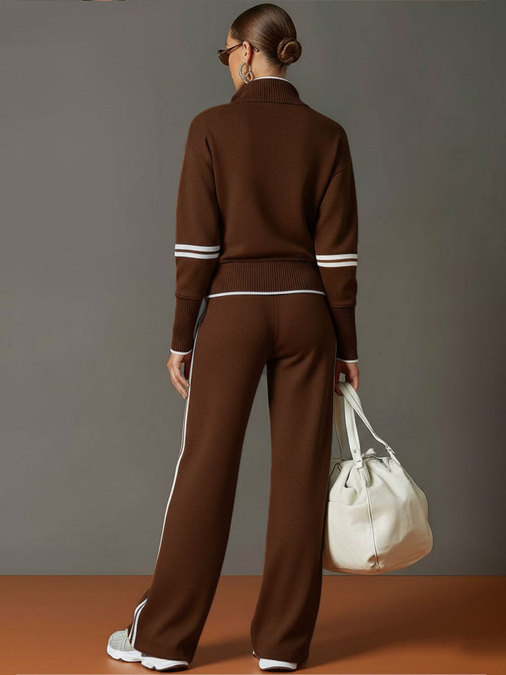 grauer und weißer Halbzip-Sweatshirt mit weitem (9)