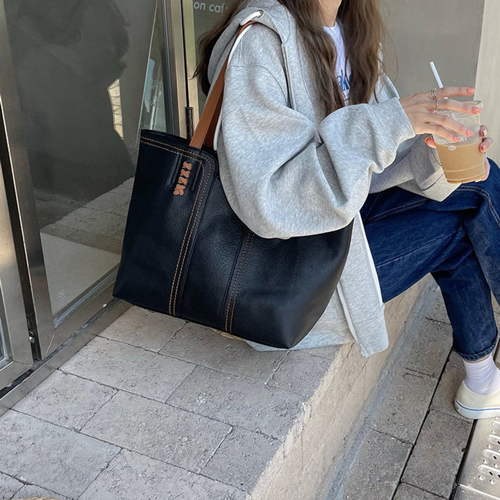 Bella | Damska pojemna torba shopper ze skóry ekologicznej na co dzień foto 5