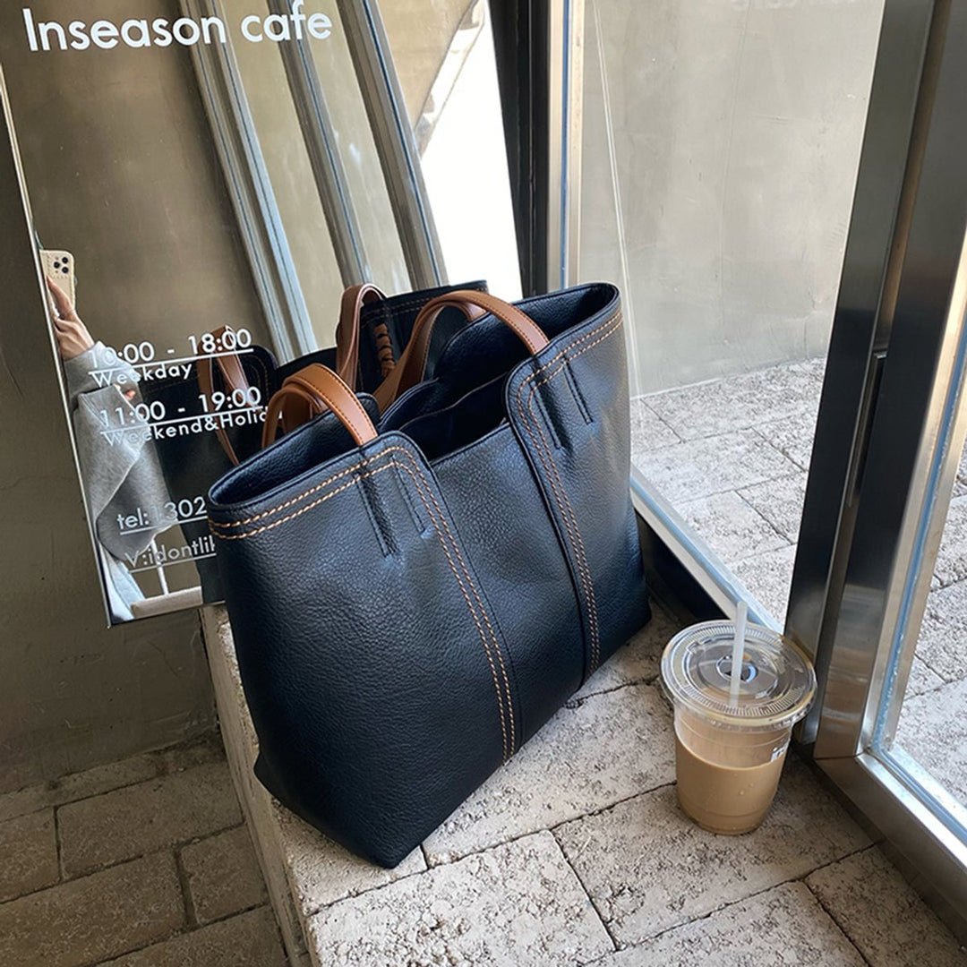 Bella | Damska pojemna torba shopper ze skóry ekologicznej na co dzień foto 6
