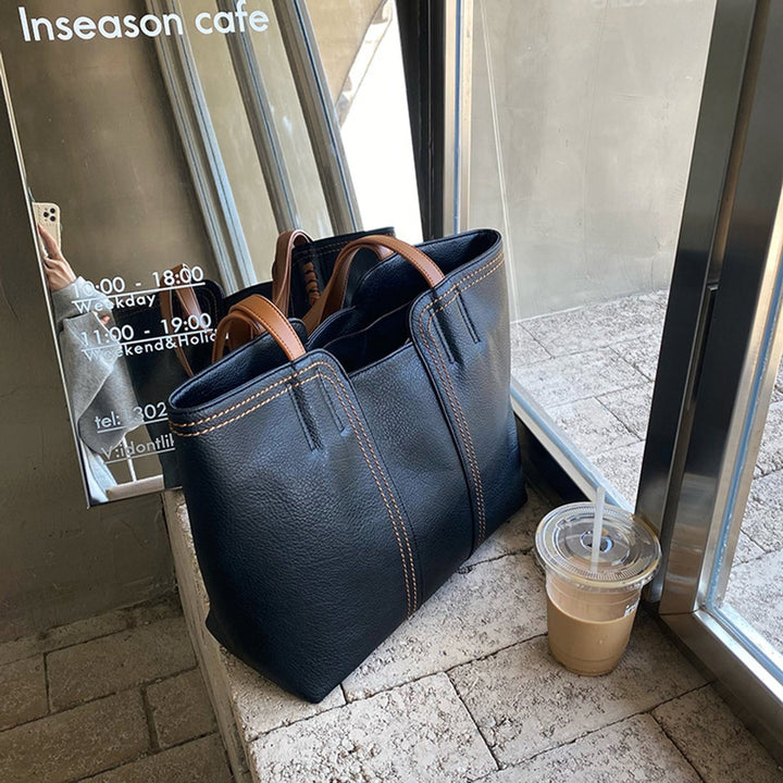 Bella | Damska pojemna torba shopper ze skóry ekologicznej na co dzień foto 6