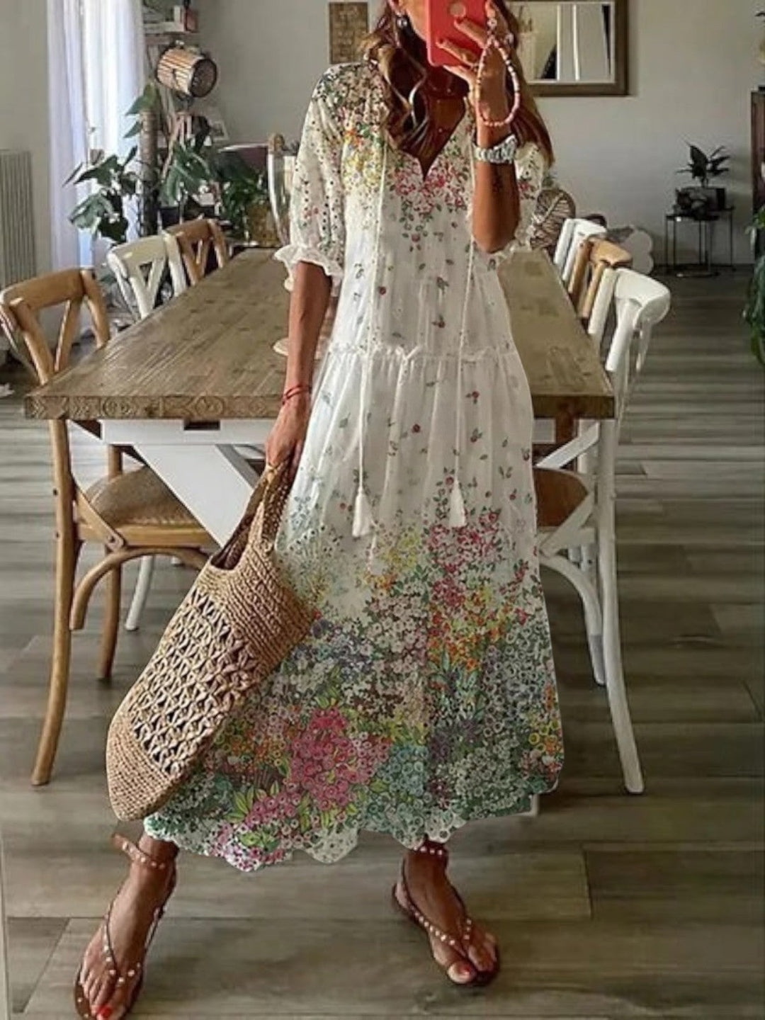 Eleanor | Damska letnia sukienka maxi boho z dekoltem V foto 7