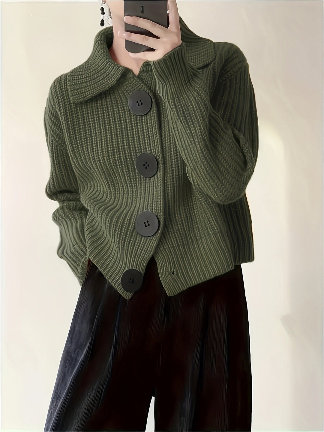Relaxed Collared Cardigan Cardigan w kolorze Fern Green