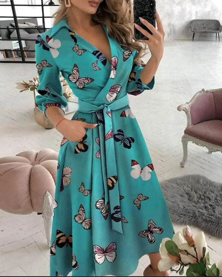 Schickes Midi-Kleid mit Gürtel