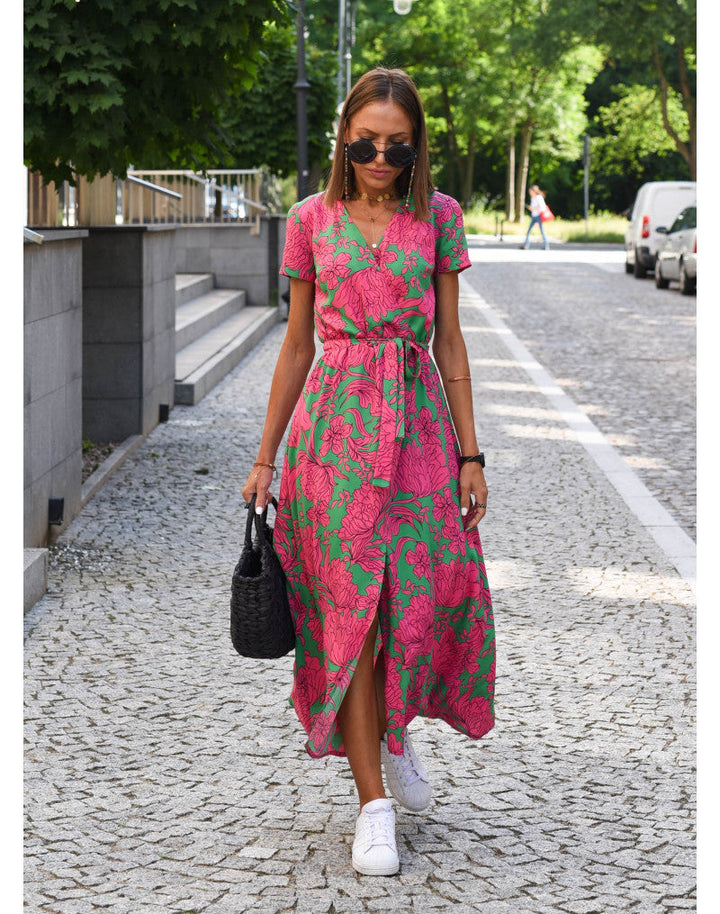 Sukienka maxi boho na wesele w kolorze Różowy
