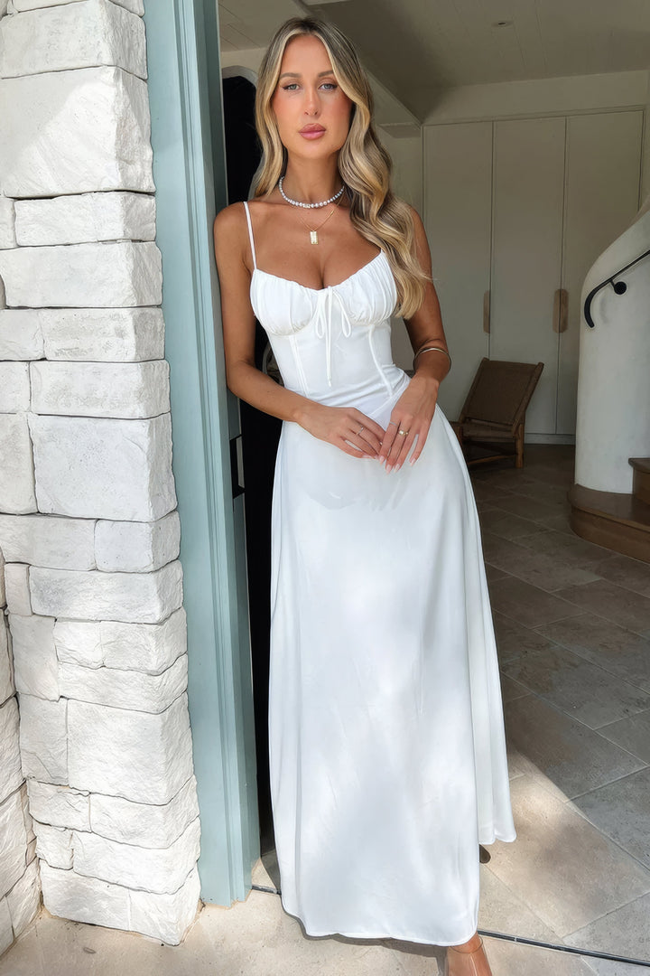 Sukienka Maxi o Eleganckim Letnim w kolorze Biały 2