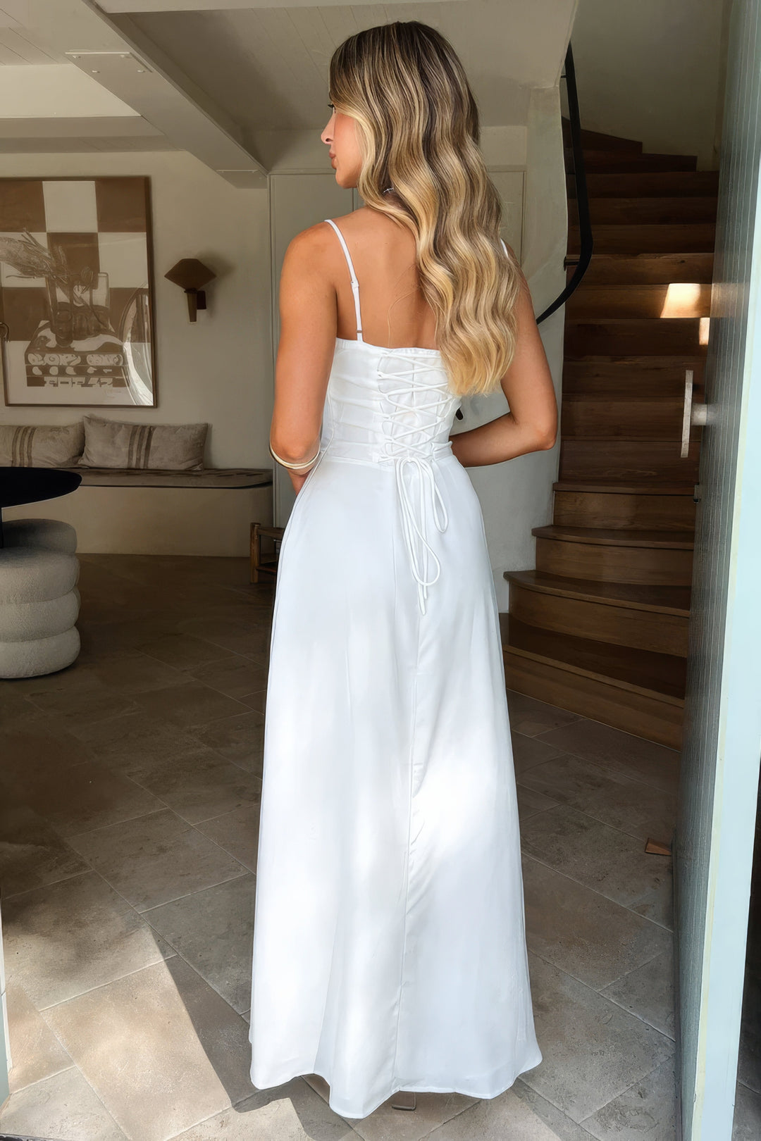 Sukienka Maxi o Eleganckim Letnim w kolorze Biały 5