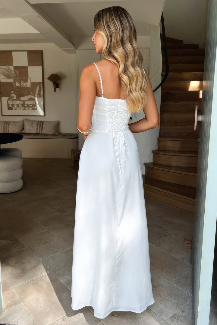 Sukienka Maxi o Eleganckim Letnim w kolorze Biały 5