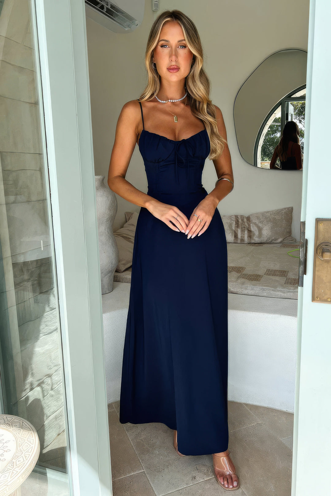 Sukienka Maxi o Eleganckim Letnim w kolorze Niebieski 1